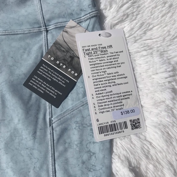 Lululemon Fast and Free HR Tight 25” in Washed Indigo/White tie dye - Picture 7 of 13